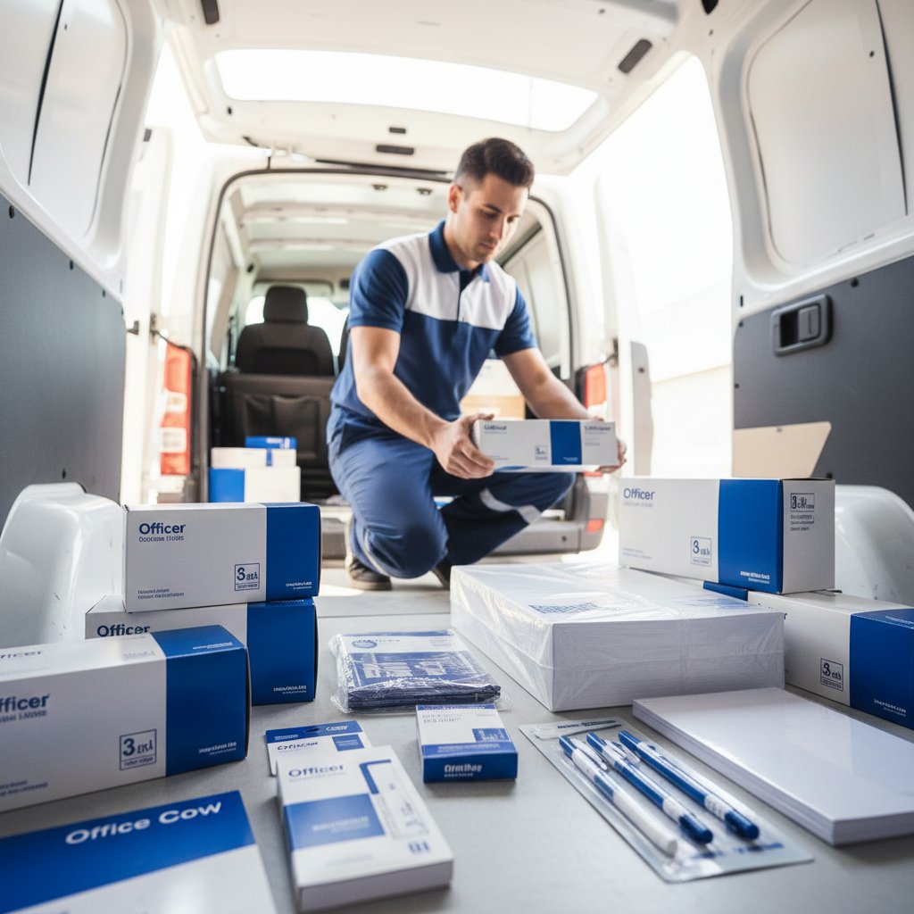 Office supplies delivery service in London with organized storage and efficient logistics